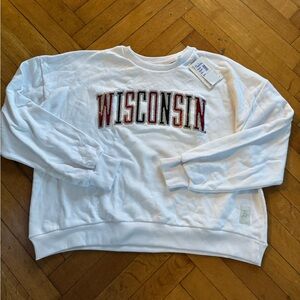 Wisconsin Sequin White Ladies Crewneck Small Sweatshirt NWT